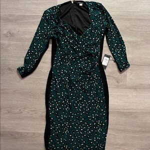 Tommy Hilfiger Green and Black Long Sleeve Dress